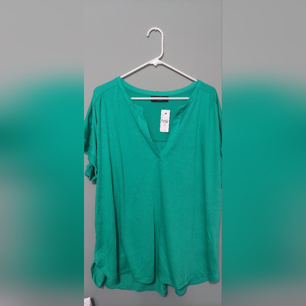NWT Lane Bryant Women's Green V-Neck Swing Top 18